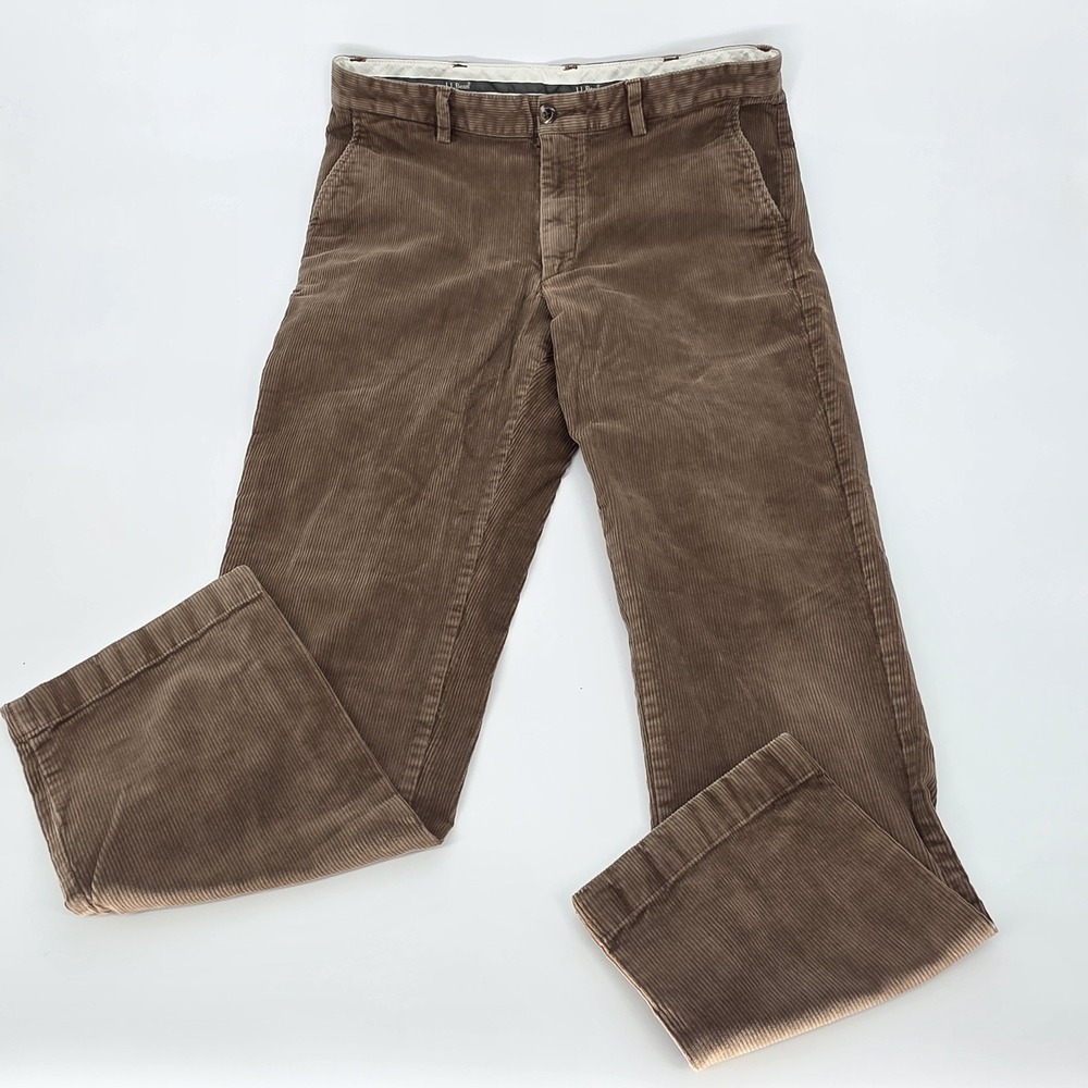 LL Bean Pants Mens Size 34x32 Brown Corduroy Stretch Classic Fit Pants